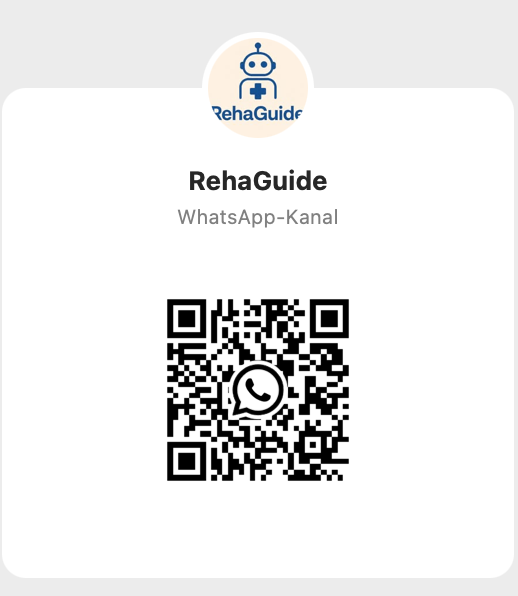 QR-Code für den RehaGuide WhatsApp-Bot zur direkten Kontaktaufnahme für Patienten, die Unterstützung bei ihrer Rehabilitation suchen.